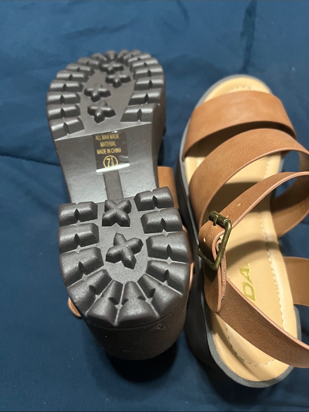 Soda Brown Strappy Chunky Heel Sandals - Women's - Picture 4 of 5